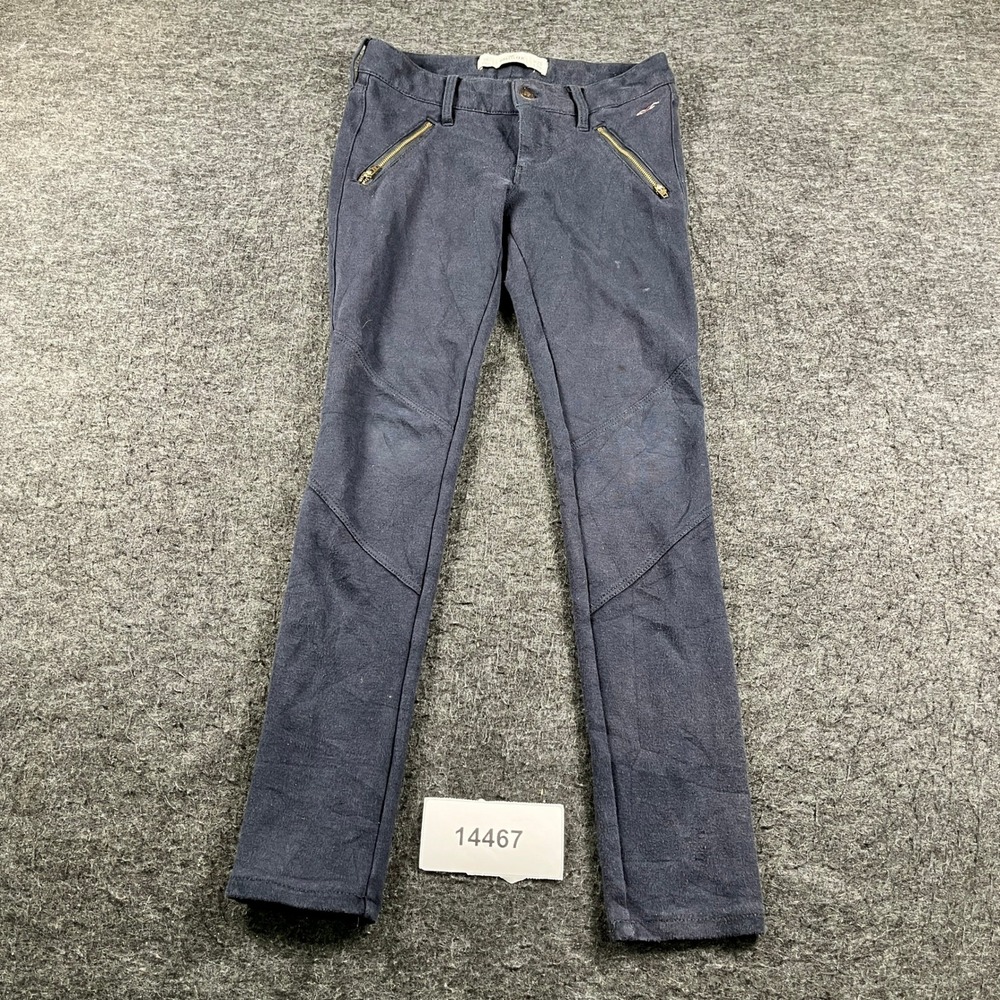 Hollister California Skinny Jeans Womens 3R Navy Blue Zipper Pockets Outdoor